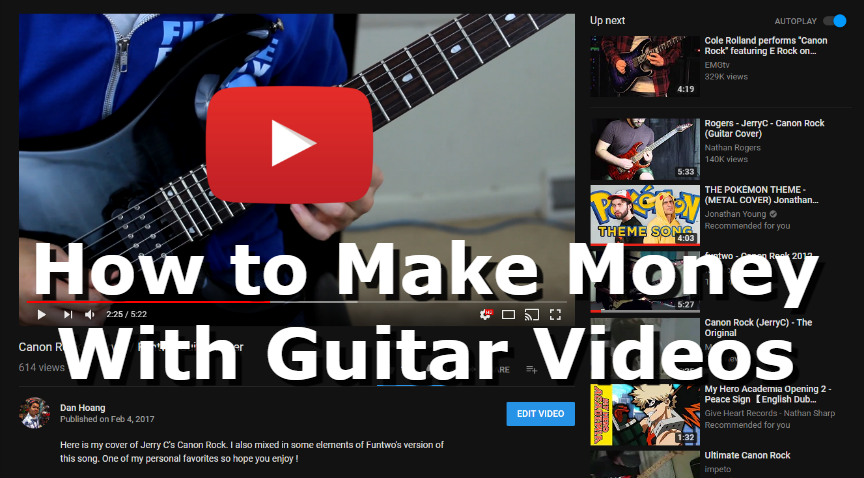 How To Make Money With Guitar Videos On Youtube 10 Simple Ways - how to !   make money with guitar videos on youtube