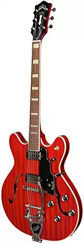 Guild Starfire V with Guild Vibrato Tailpiece Semi-Hollow Body Electric Guitar with Case (Cherry Red)